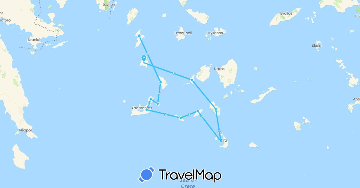 TravelMap itinerary: driving, boat in Greece (Europe)